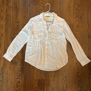 Maeve White Button-Down Blouse | Size Small